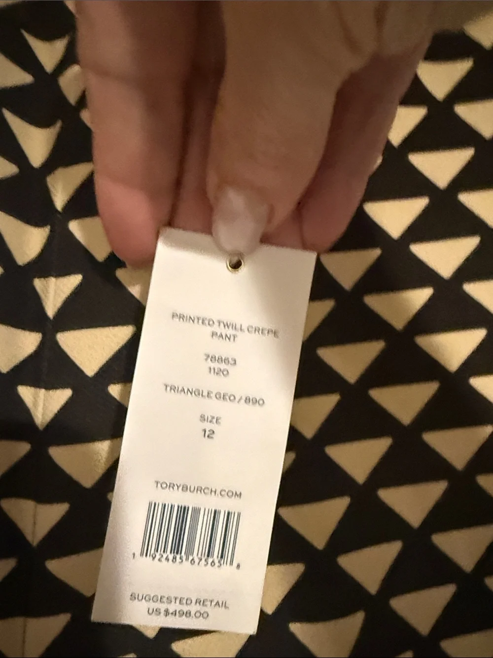 Tory Burch Black and Cream Triangle-Print Men’s Pants